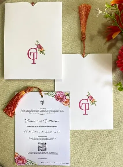 Convite de Casamento com Pingente Tassel
