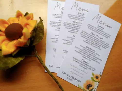 Menu Cardápio de Casamento Individual