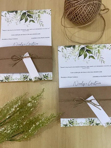 Convite de Casamento Rústico - com Faixa Kraft