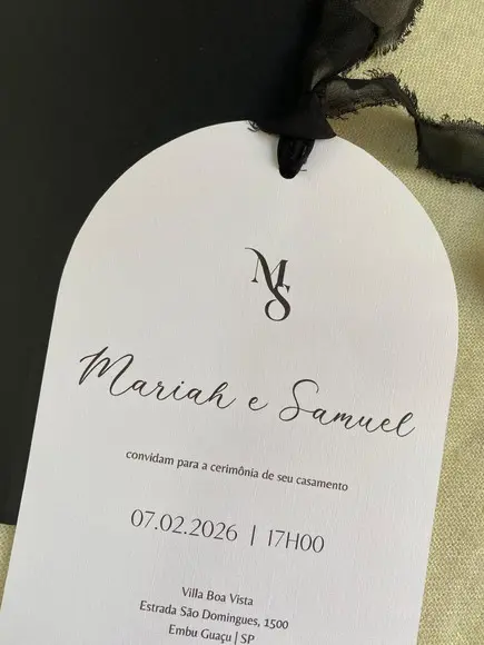 Convite de Casamento | Envelope Luva | Encarte Corte Arco