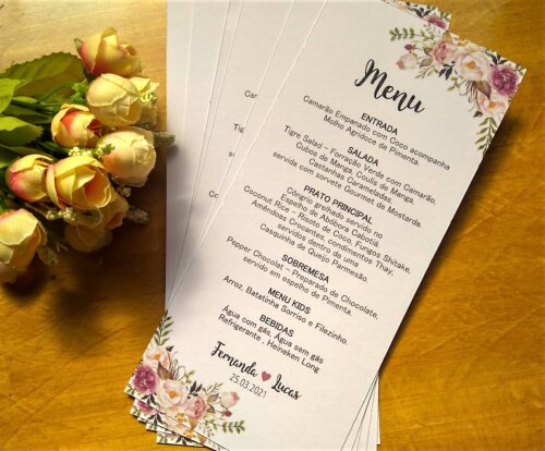 Menu Cardápio de Casamento Individual
