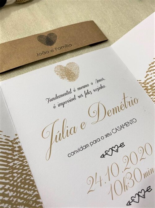 Convite Casamento com Faixa Rústica Nominal