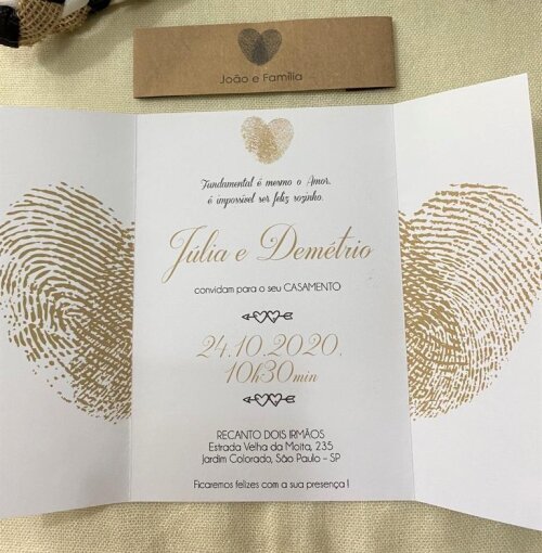 Convite Casamento com Faixa Rústica Nominal