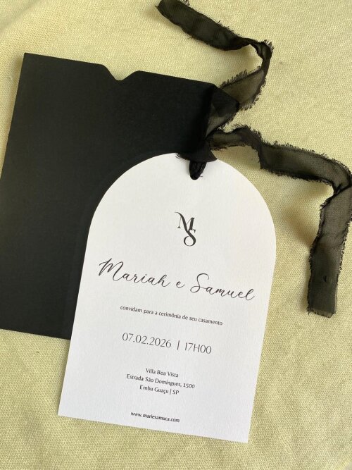 Convite de Casamento | Envelope Luva | Encarte Corte Arco