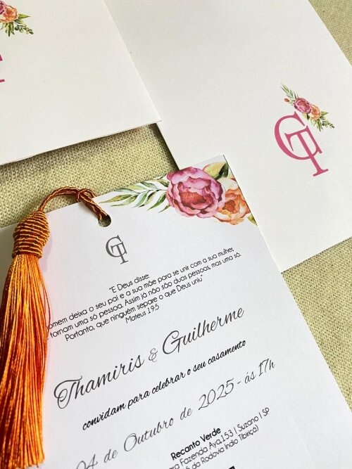 Convite de Casamento com Pingente Tassel