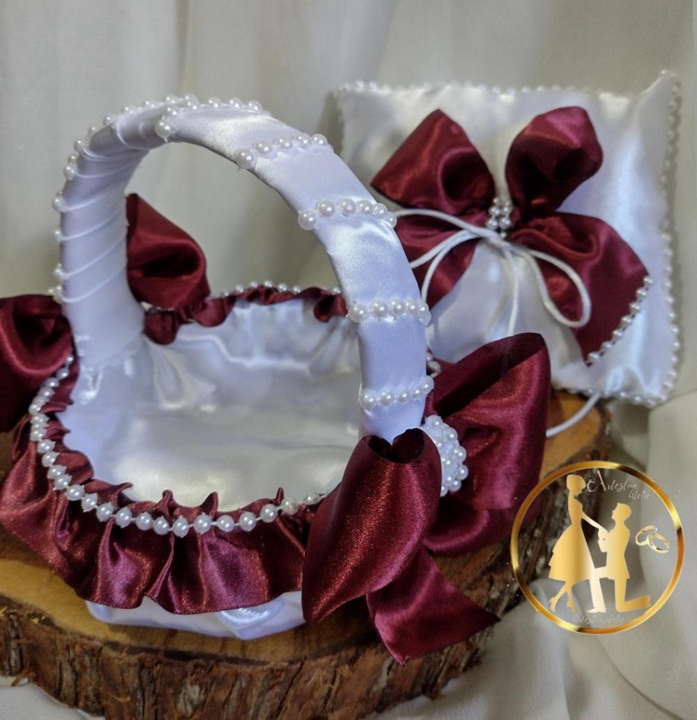 Kit daminha de honra branco e marsala