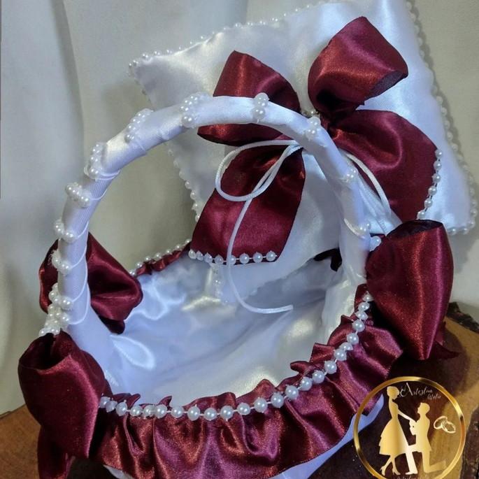 Kit daminha de honra branco e marsala