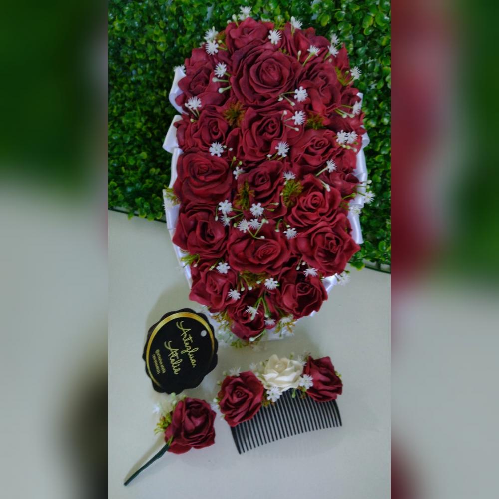 Kit Buquê de noiva vermelho cascata