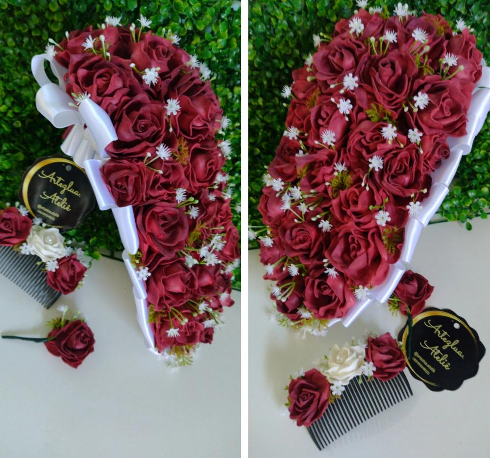 Kit Buquê de noiva vermelho cascata