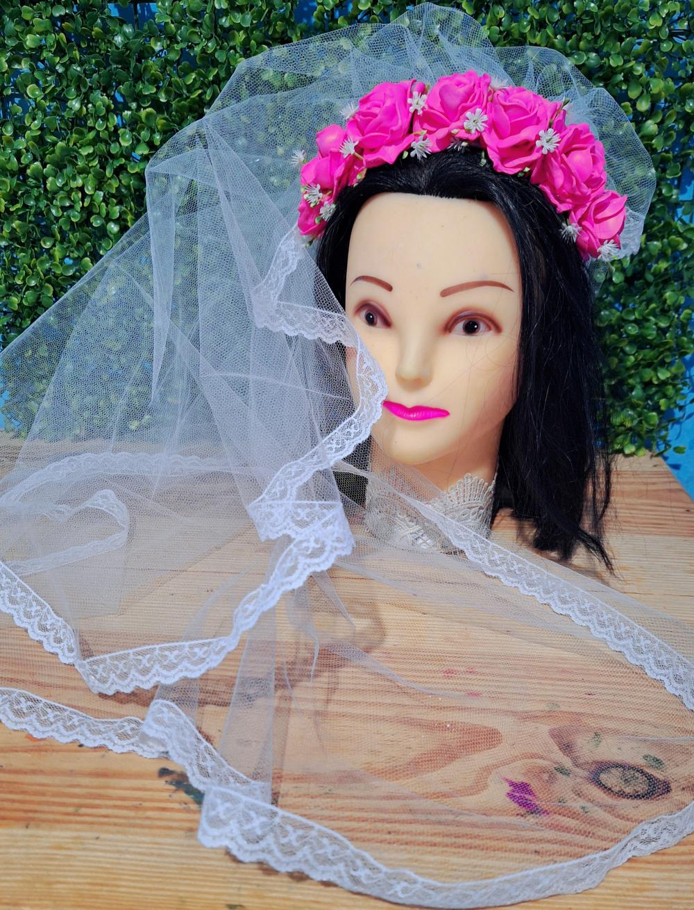 Véu de noiva caipira festa matuta tiara com véu