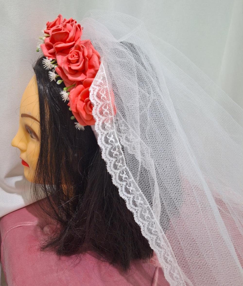 Véu de noiva caipira festa matuta tiara com véu