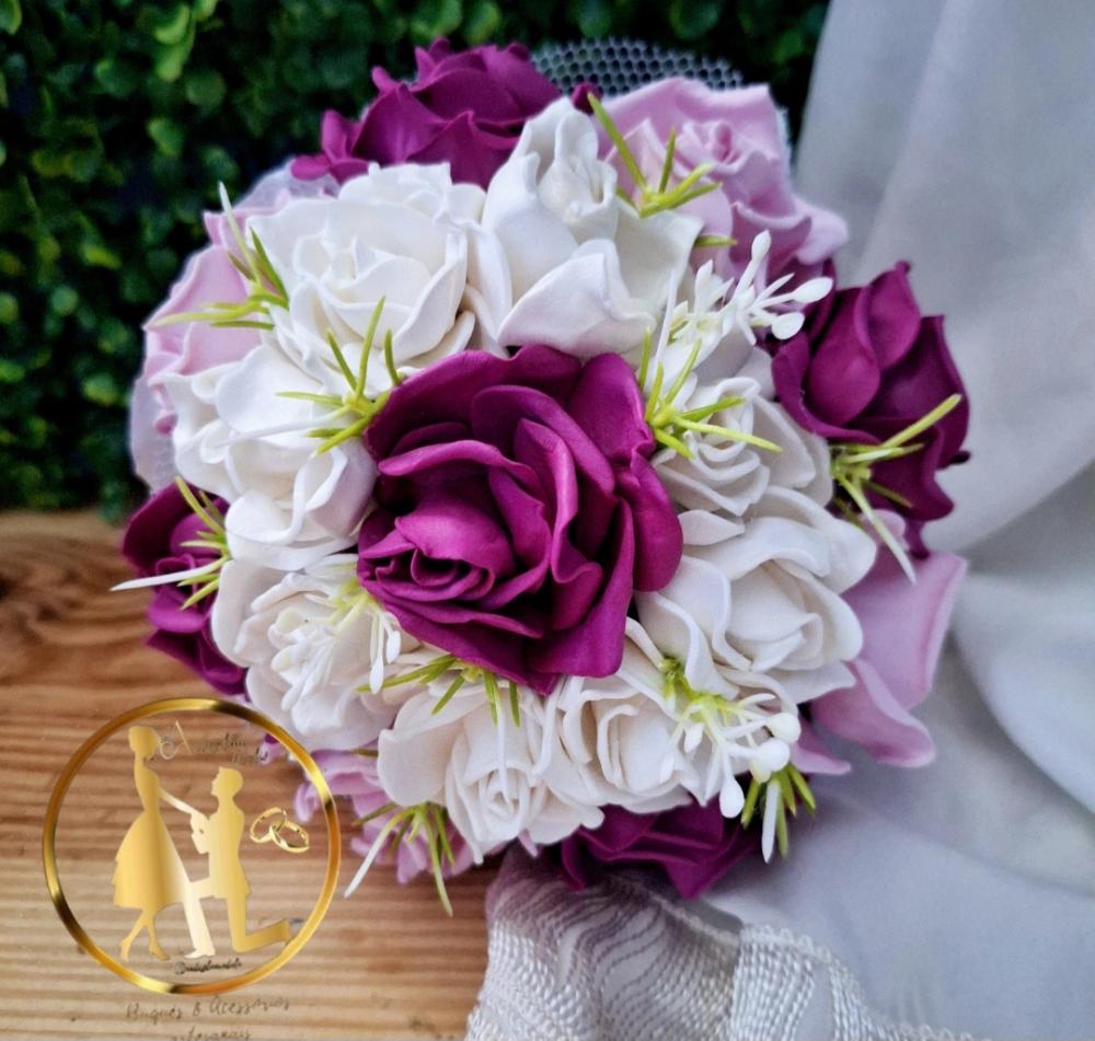 Buquê de noiva rosa branco e fúcsia pequeno