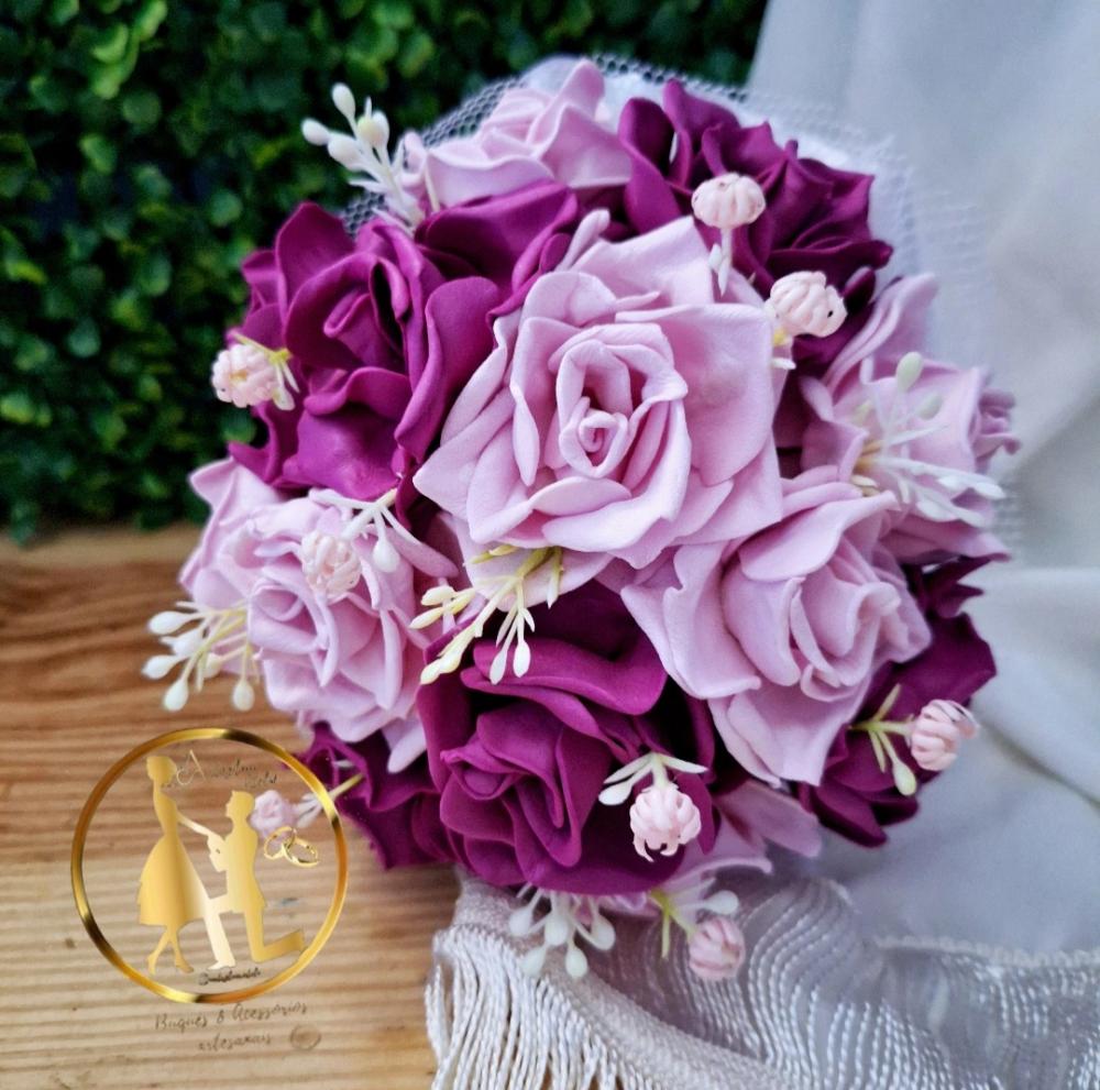 Buquê de noiva fucsia e rosé