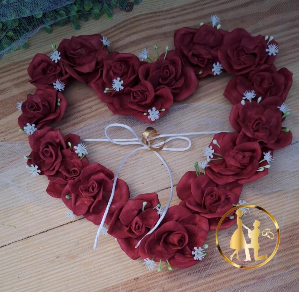 Porta alianças coração marsala kit