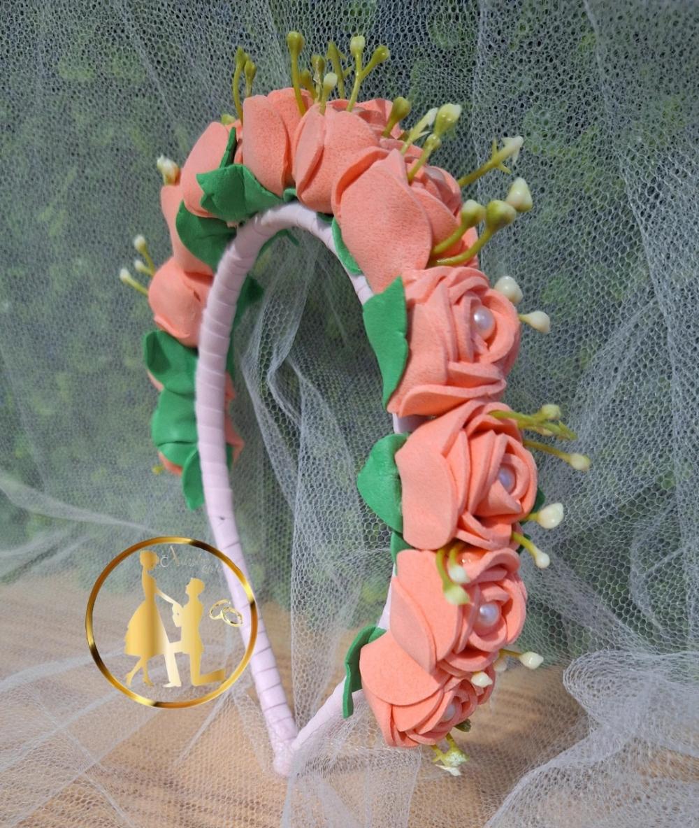 Tiara de luxo salmão