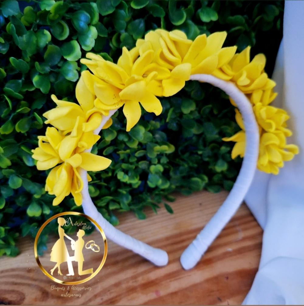 Tiara infantil de luxo amarelo verde azul vermelho