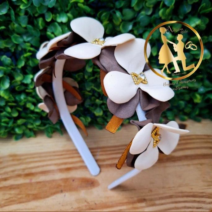 Tiara infantil  nude de lacinhos headband de menina