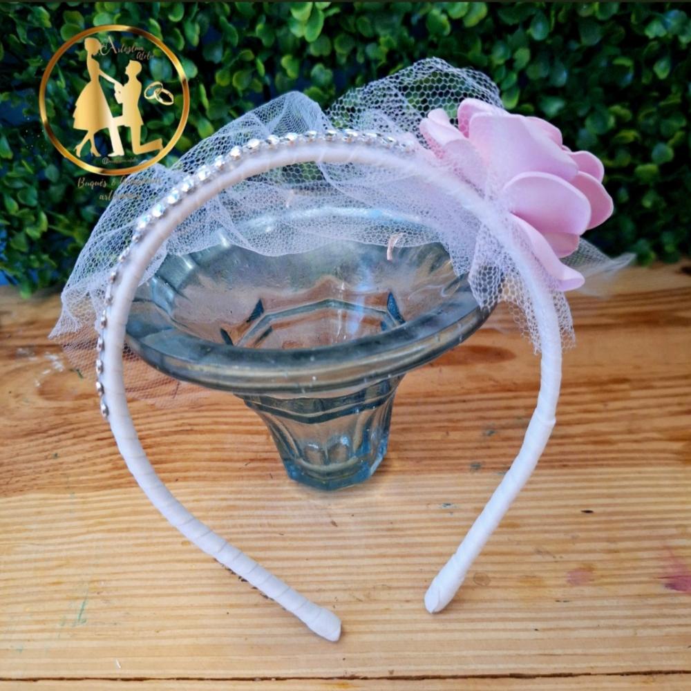 Tiara noiva com véu festa fantasia despedida