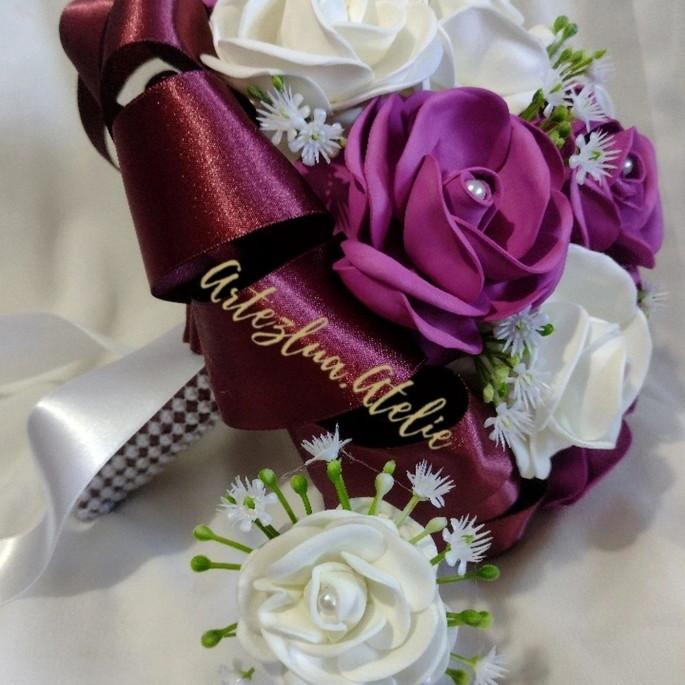 Buquê de noiva branco e rosa fúcsia