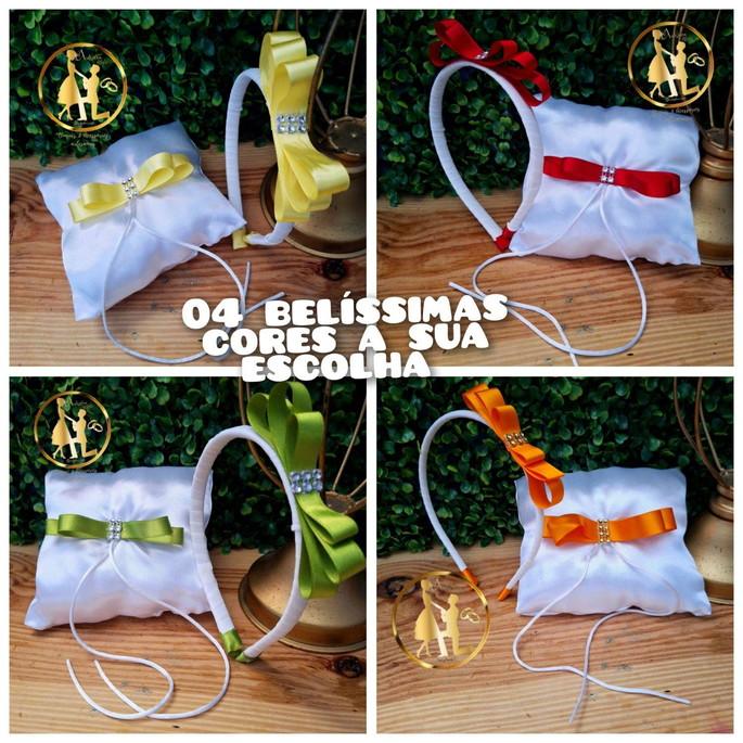 Kit Almofadinhas de casamentos + tiara de lacinho