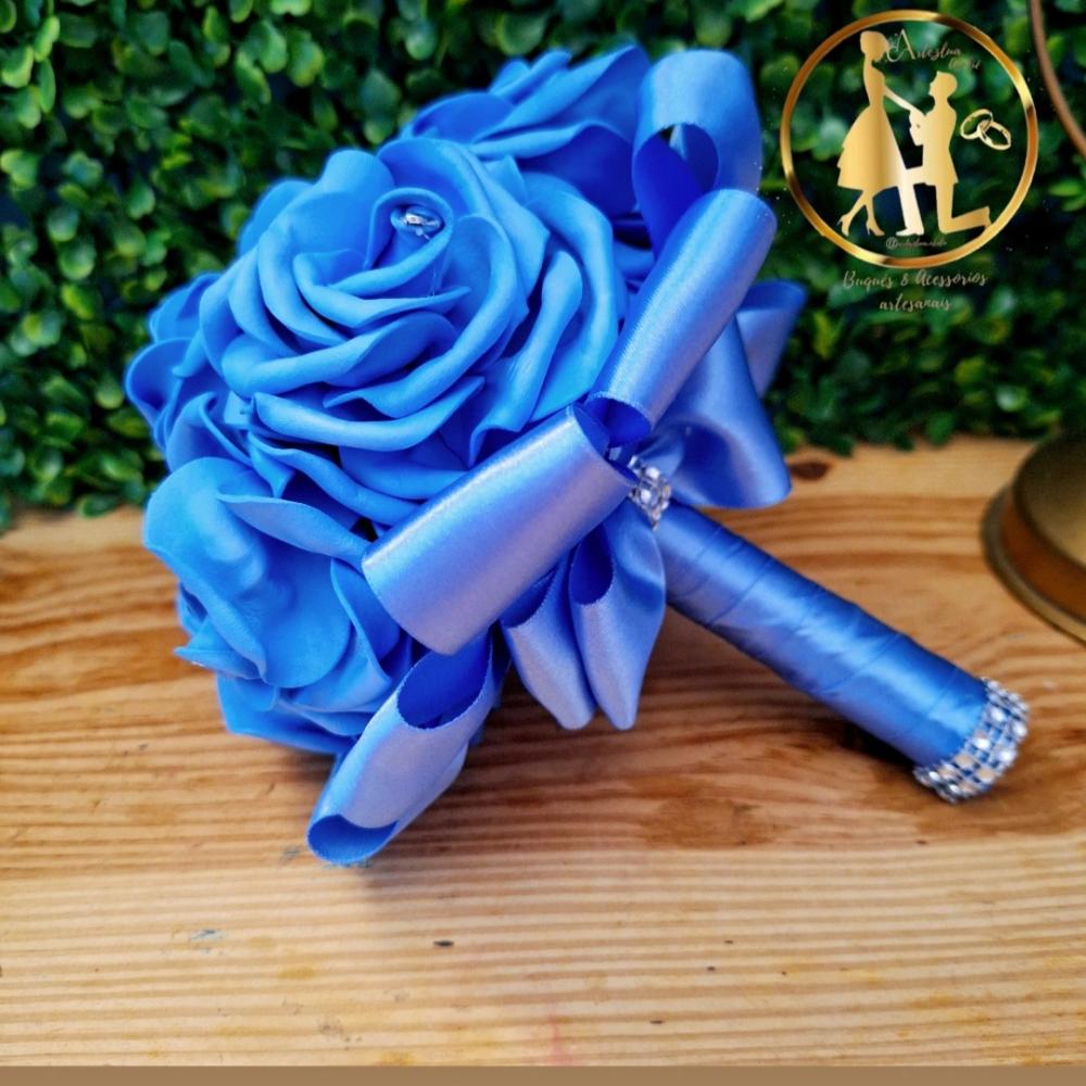 Buquê azul de noiva daminhas, para jogar, pequeno