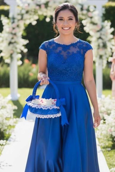 Cesta de Florista Azul Royal e Branco - Artesanal