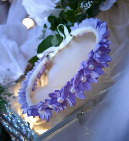 Tiara Coroa Lilás com Perolas Adulto e Infantil