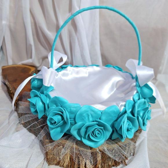 Cesta de Florista Azul Turquesa- Artesanal