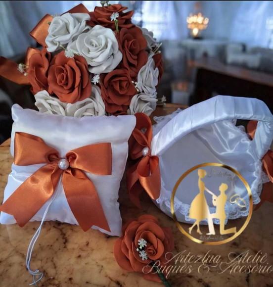 Buquê de Noiva Terracota e Branco Eva Kit