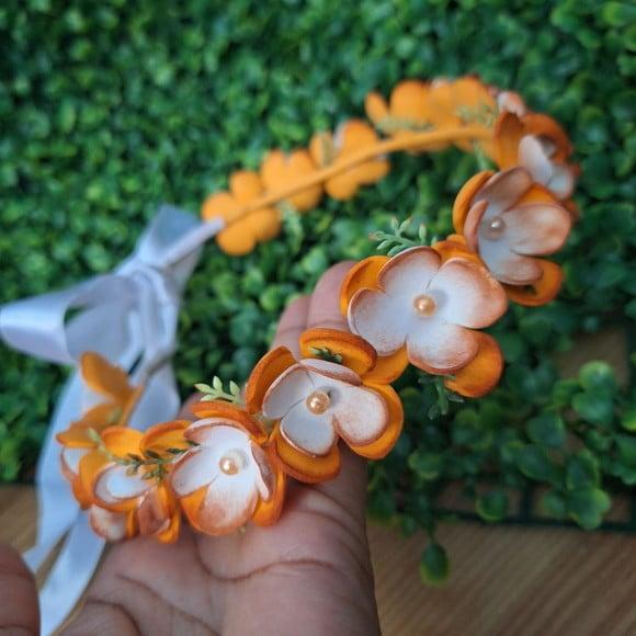 Tiara Coroa Laranja Infantil