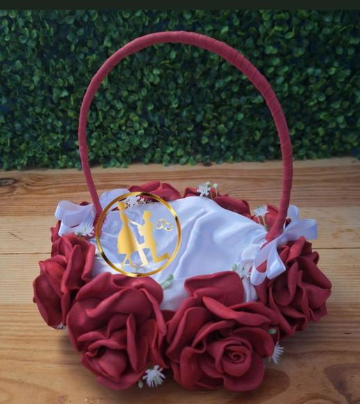 Cesta de Florista Vermelho e Branco