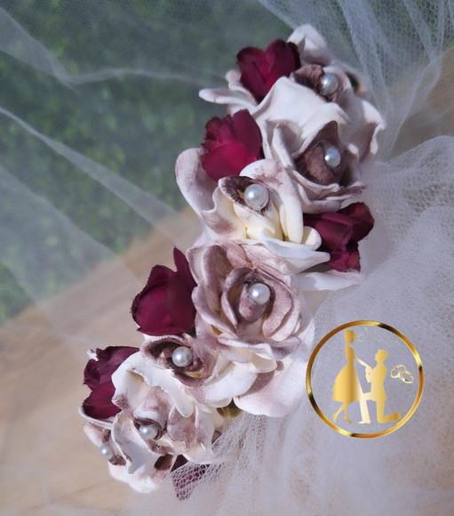 Tiara de Luxo Infantil Branca e Marsala
