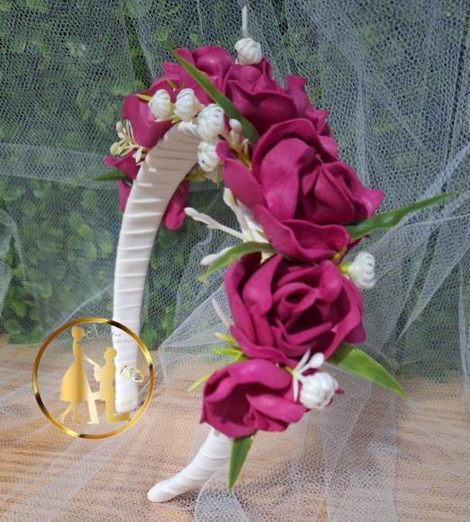 Tiara de Luxo Fúcsia/rosa Pink com Flores