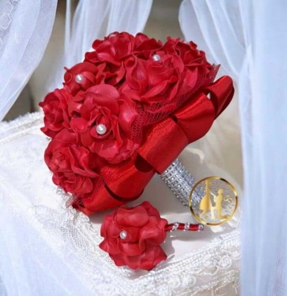 Buquê de Noiva Vermelho Casamento Religioso Civil