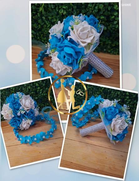 Buquê de Noiva Azul Kit Casamento Civil