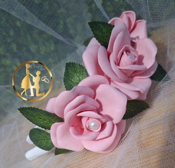 Tiara de Luxo Infantil Rosas Chá