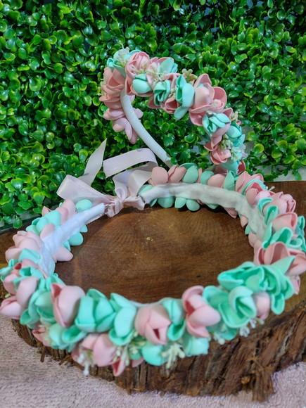 Kit de Tiara e Coroa Infantil Daminha Florista