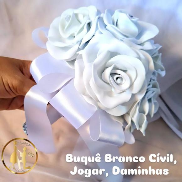 Buquê Branco Civil Artesanal -pequeno - Jogar- Daminhas