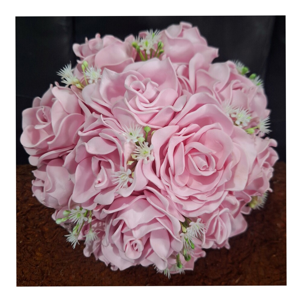 Buque de Noiva Rosas Rosé Elegante para Casamento Médio - Eva