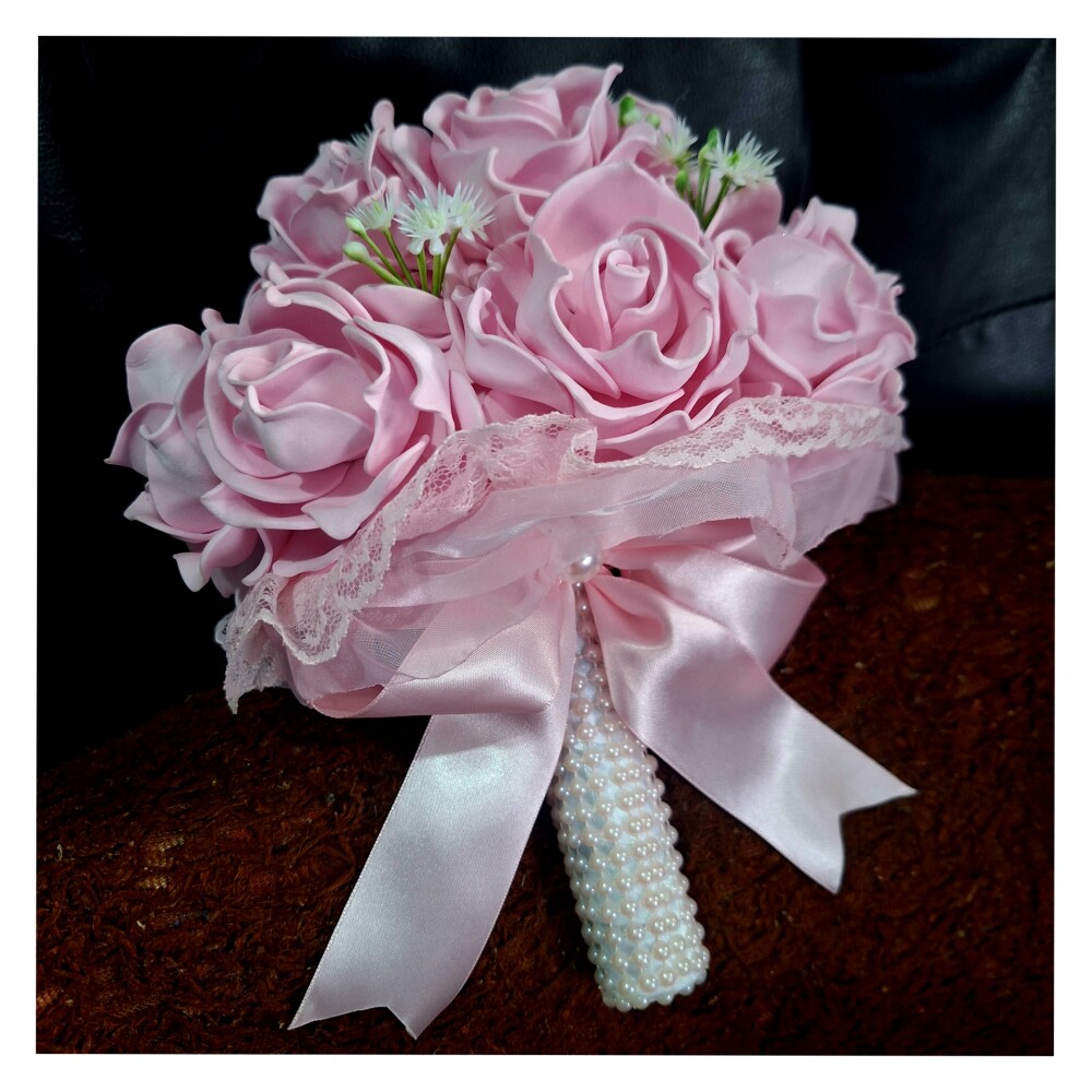 Buque de Noiva Rosas Rosé Elegante para Casamento Médio - Eva