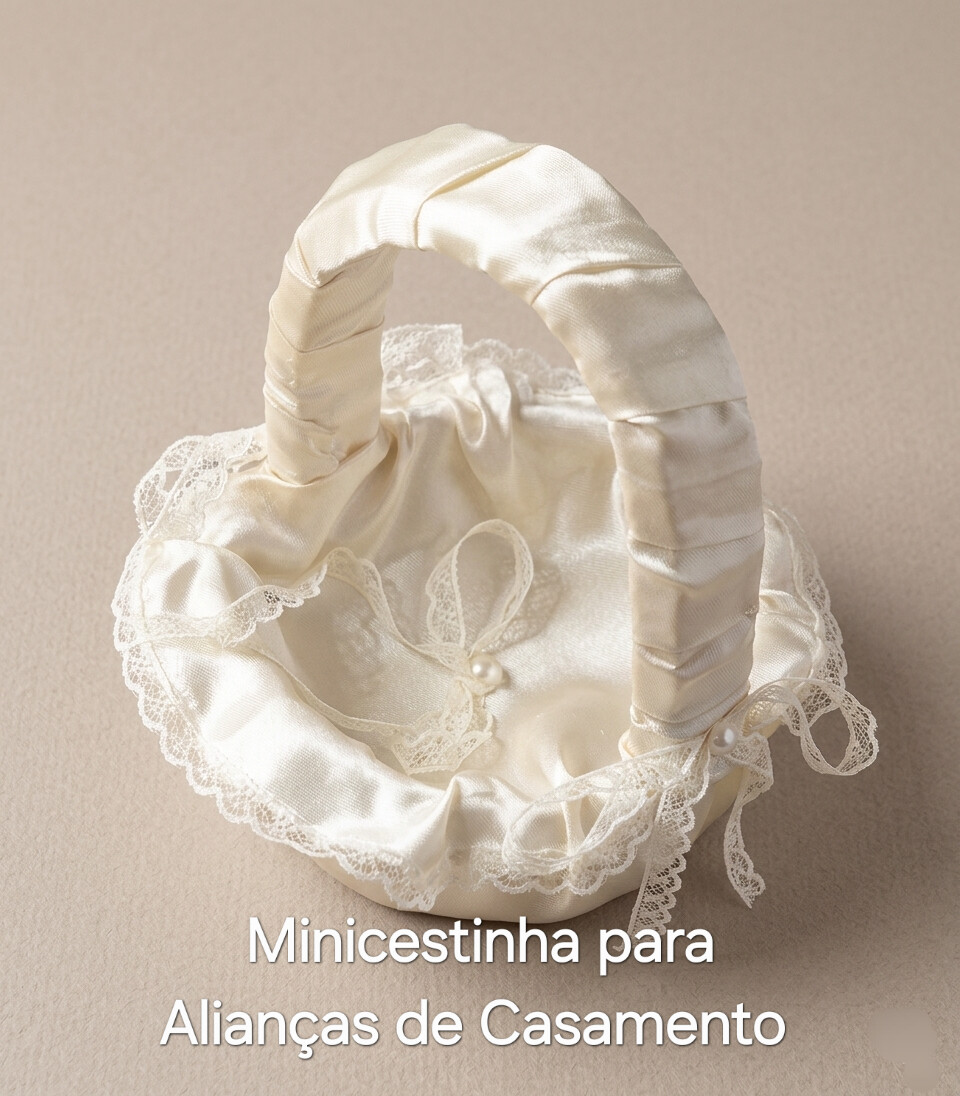 Minicesta Luxuosa para Alianças de Casamento Off-White/ Marfim