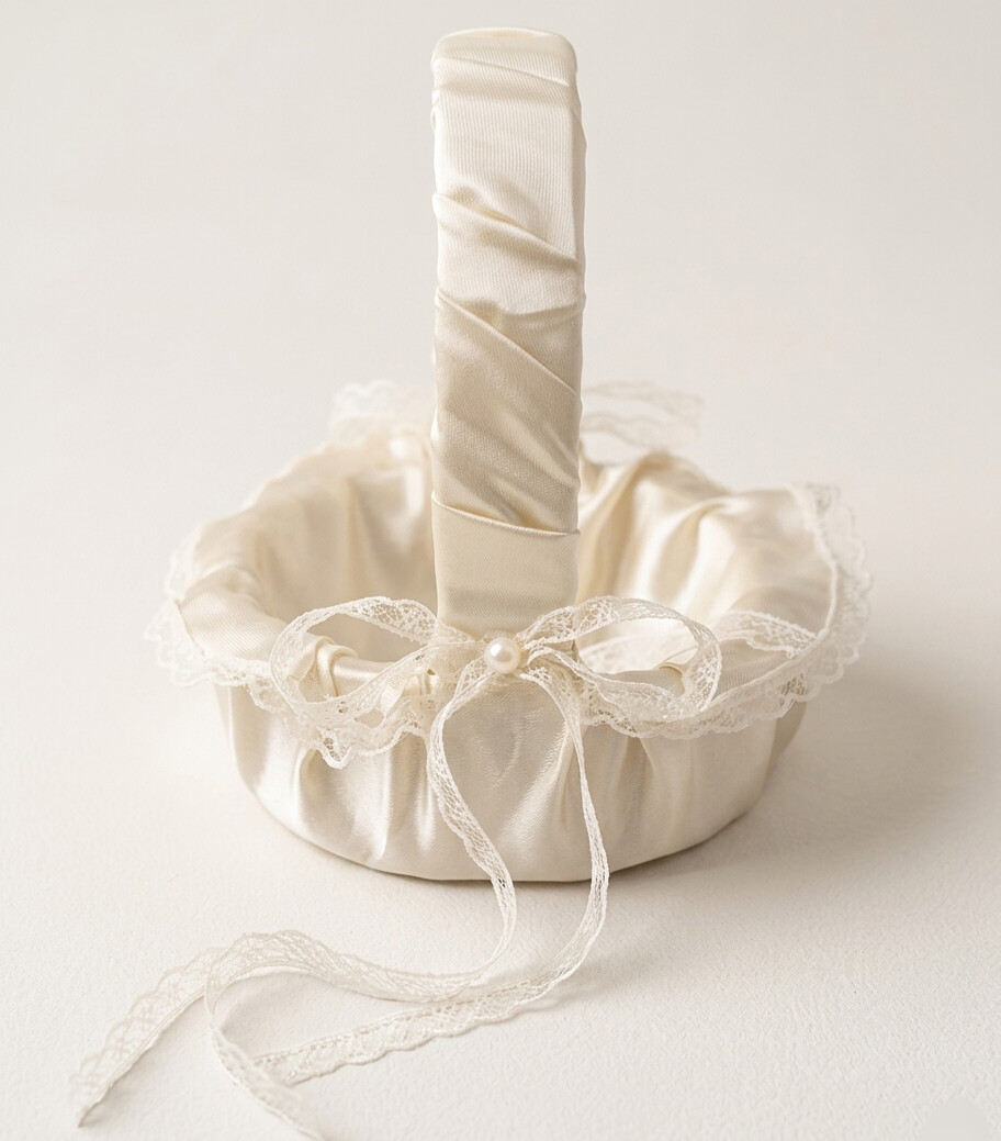 Minicesta Luxuosa para Alianças de Casamento Off-White/ Marfim