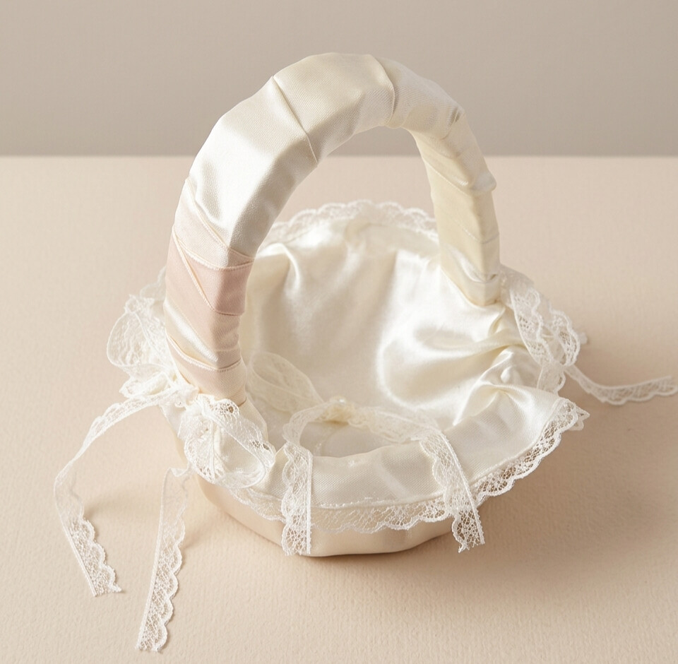 Minicesta Luxuosa para Alianças de Casamento Off-White/ Marfim