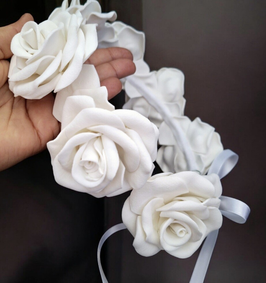 Coroa Tiara de Rosas Branca Ensaios Gestantes Eventos