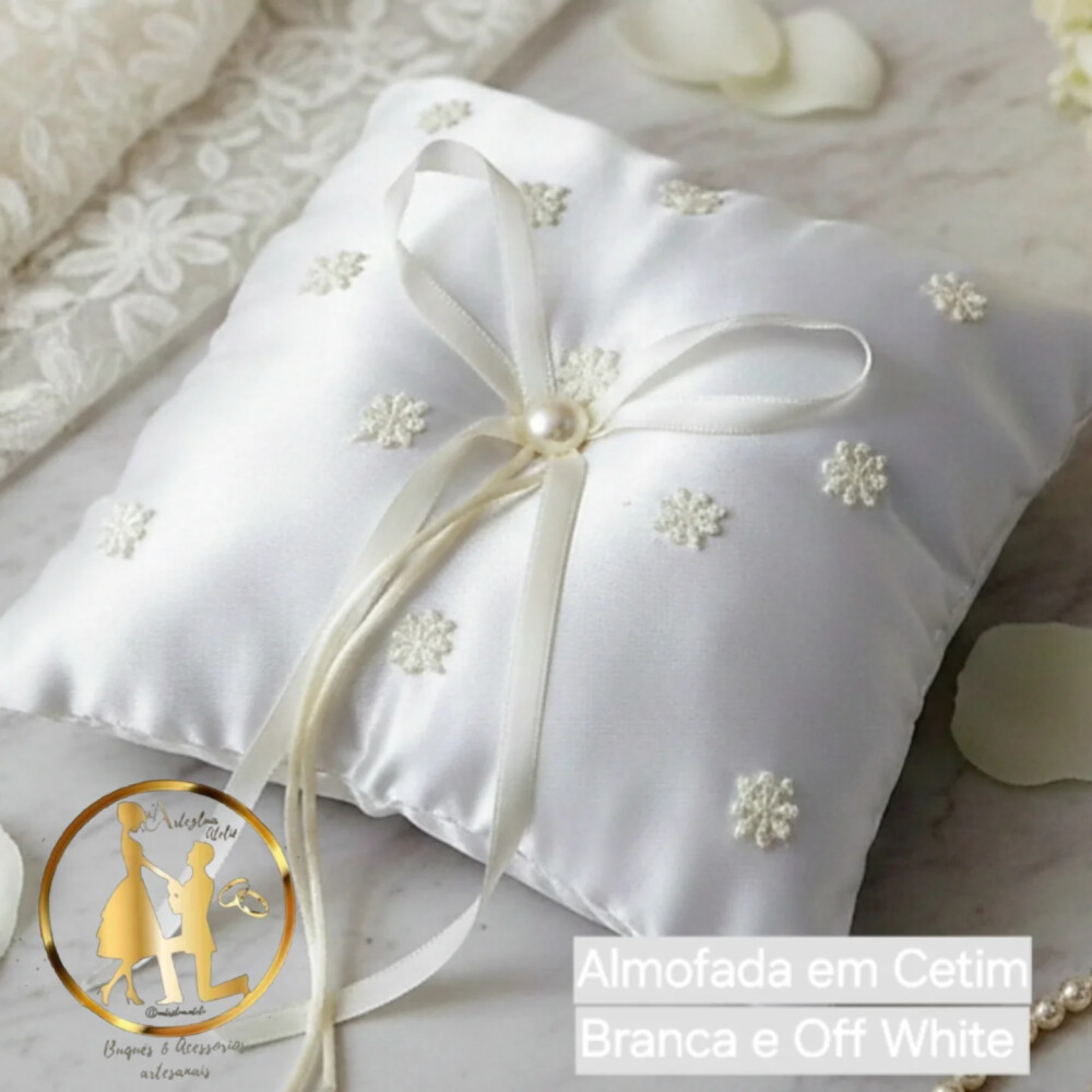 Porta Alianças Branco e Bege Off-White com Pérolas – Elegânc