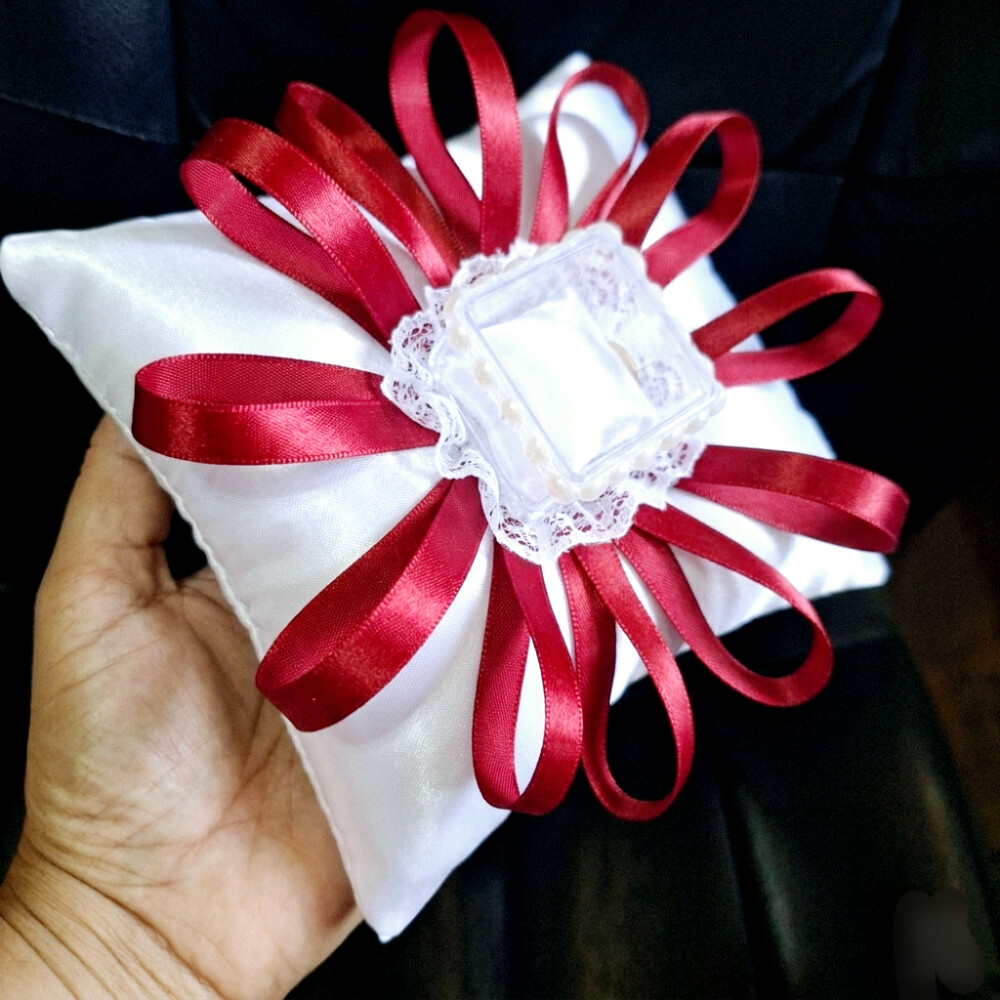 Porta alianças De Luxo Com Caixa de Acrílico Vermelho e Branco