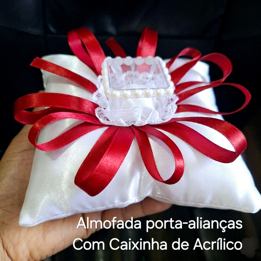 Porta alianças De Luxo Com Caixa de Acrílico Vermelho e Branco