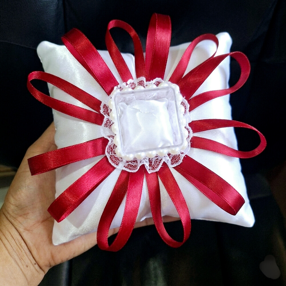 Porta alianças De Luxo Com Caixa de Acrílico Vermelho e Branco