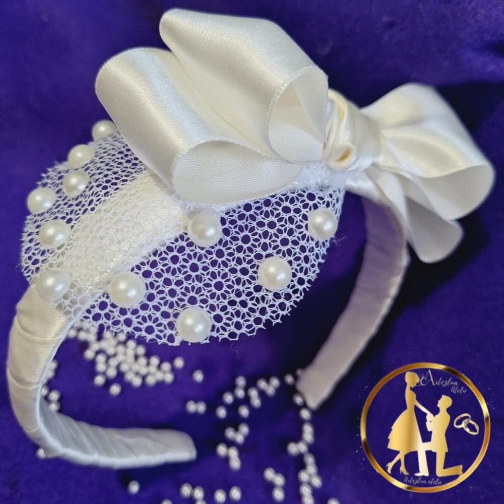 Tiara voillete noiva daminhas  e floristas off White