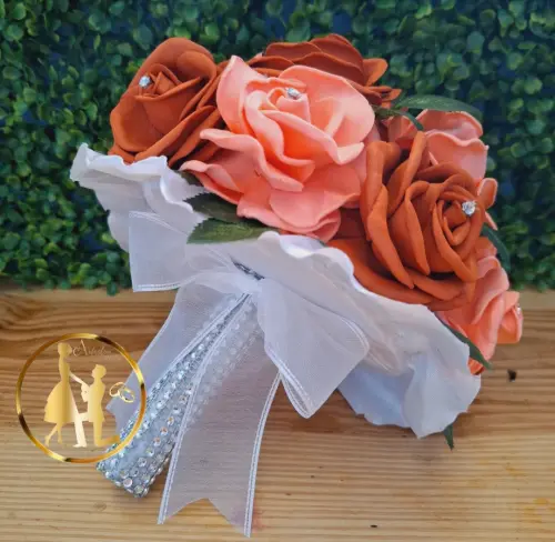 Buquê de noiva terracota e rosa chá eva